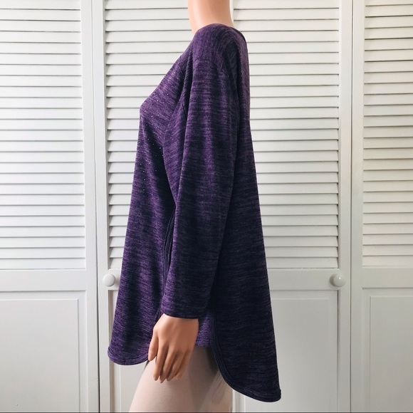 2/$50 REBECCA MALONE Plus Size Purple Studded Sweater Size 1X - Picture 3 of 8